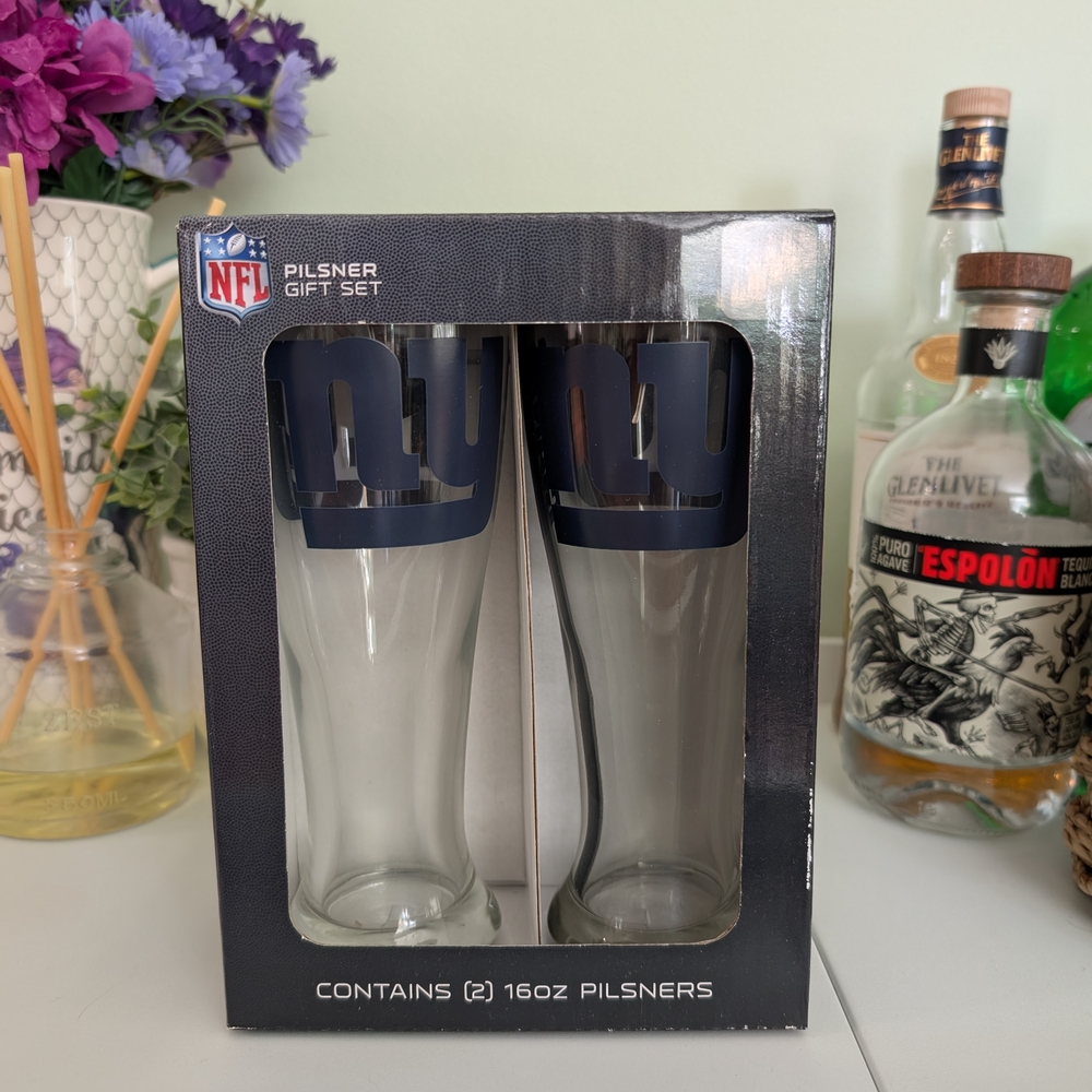 New York Giants NFL Pilsner Glass Gift Set - 2 Pack, NIB! - Picture 3 of 3